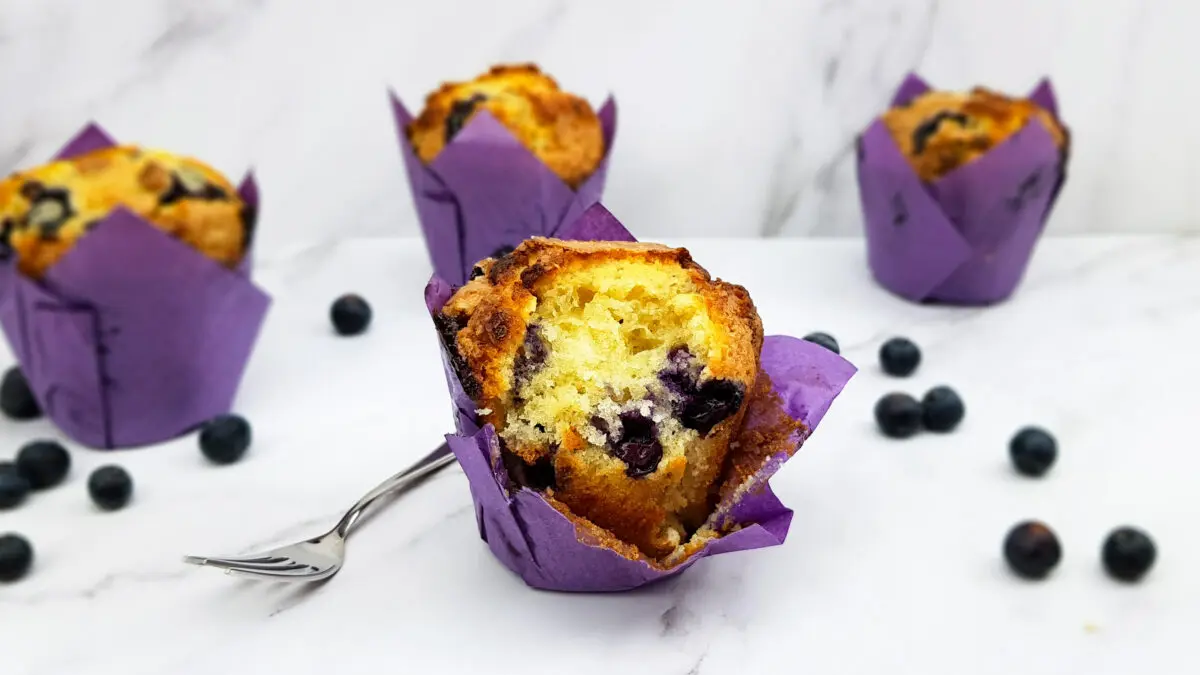 Blueberry muffins met witte chocolade
