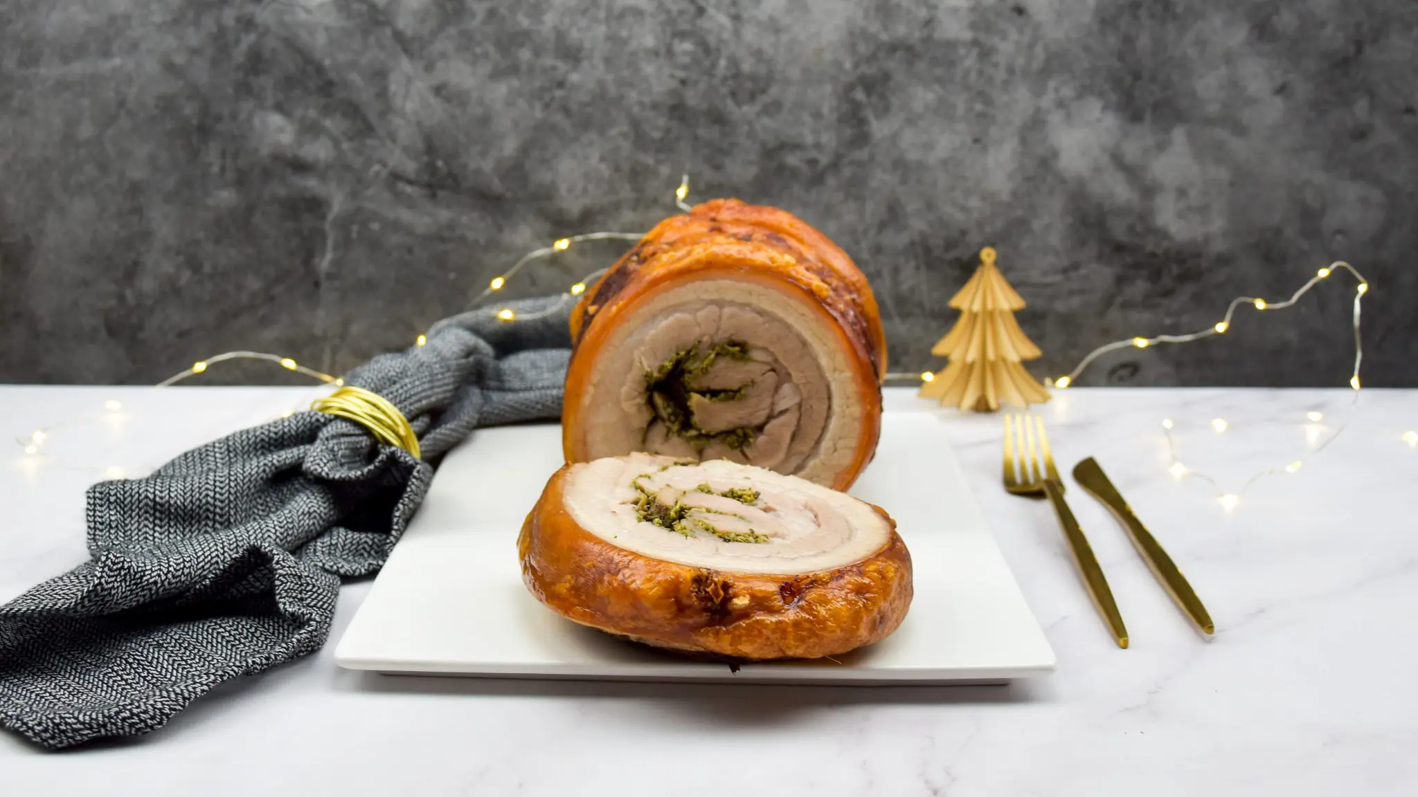 Porchetta met appelcidersaus