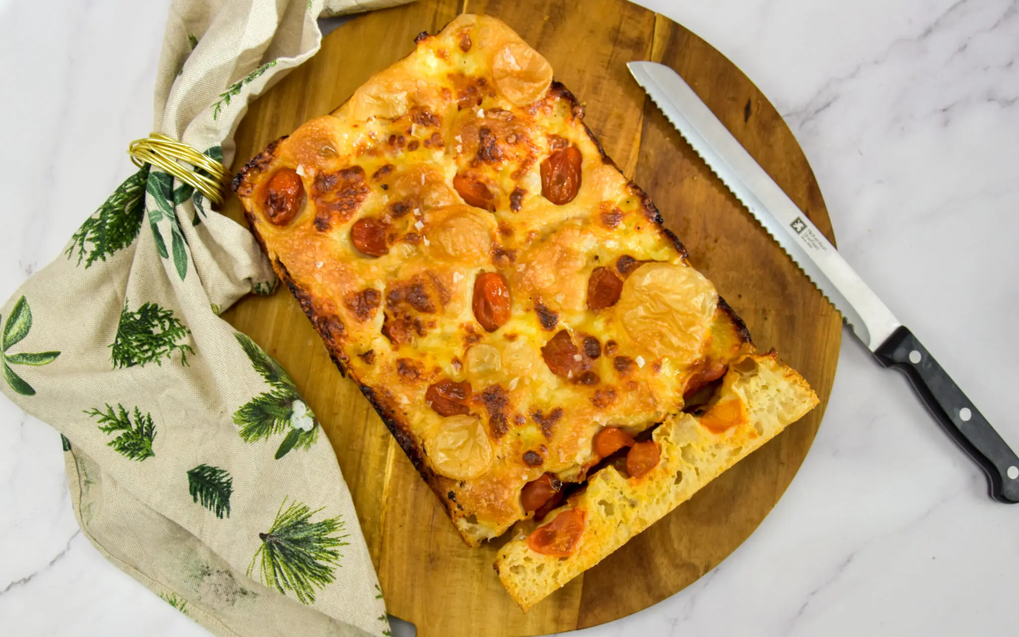 Overnight focaccia caprese