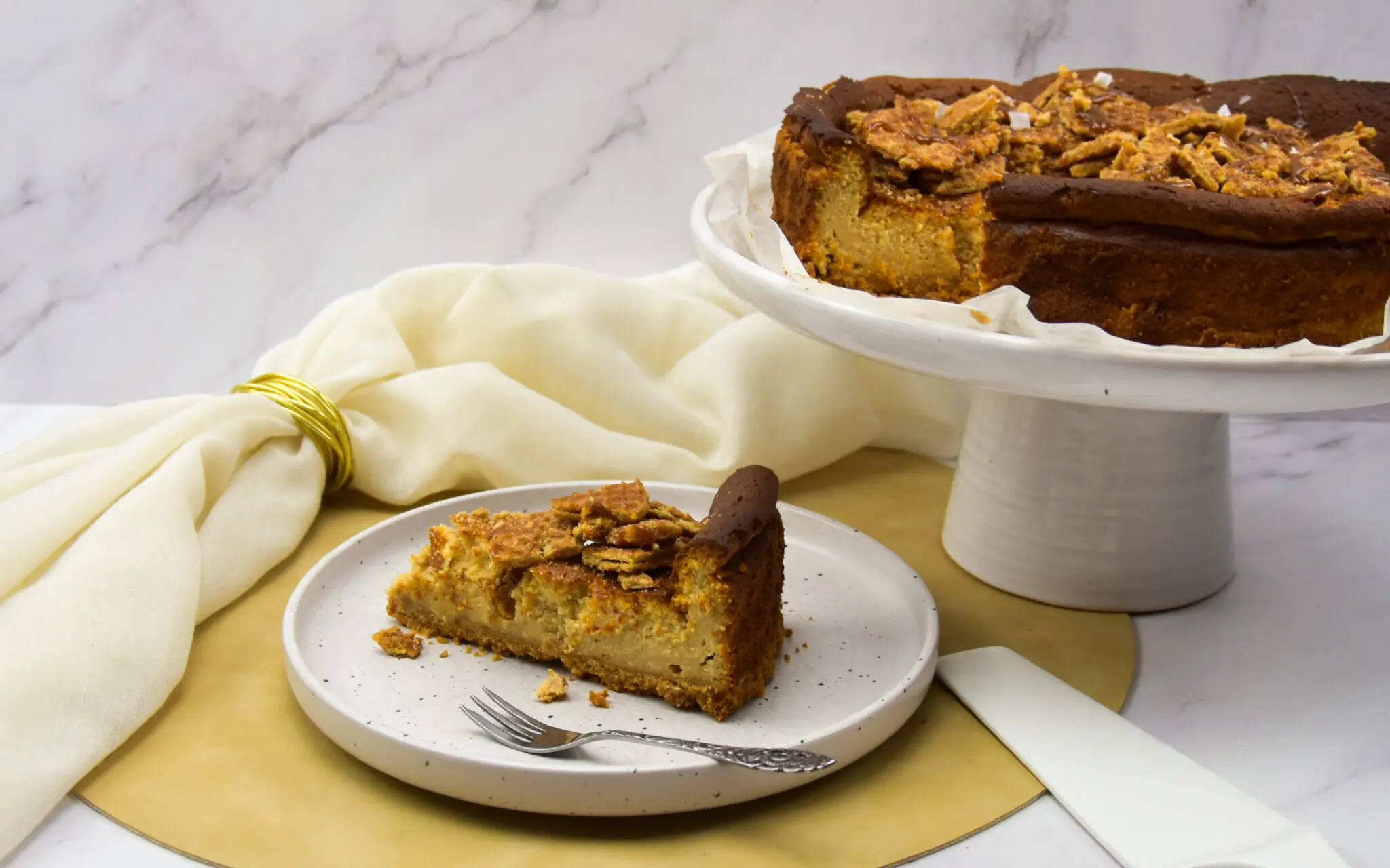 Karamel cheesecake met stroopwafels en zeezout