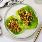 Thaise larb (laab) met kip en gamba's