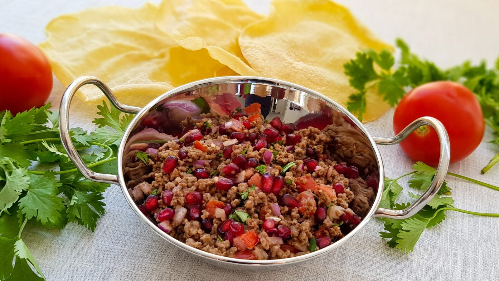 Garam masala gehakt met papadums