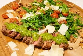 Tagliata di Manzo met walnootpesto