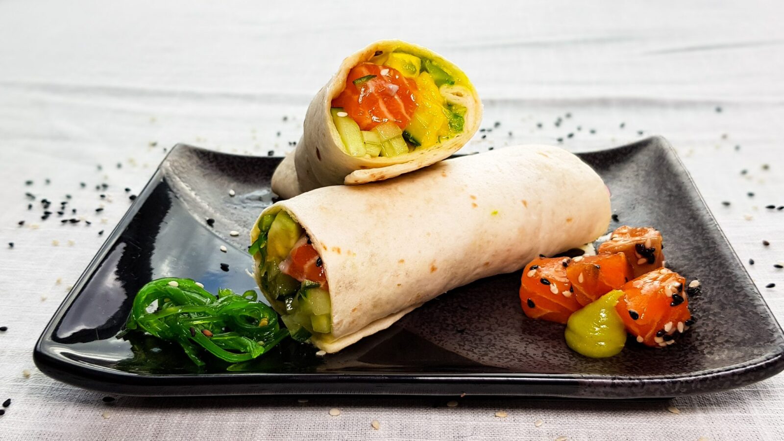 Wraps met zalm op Japanse wijze