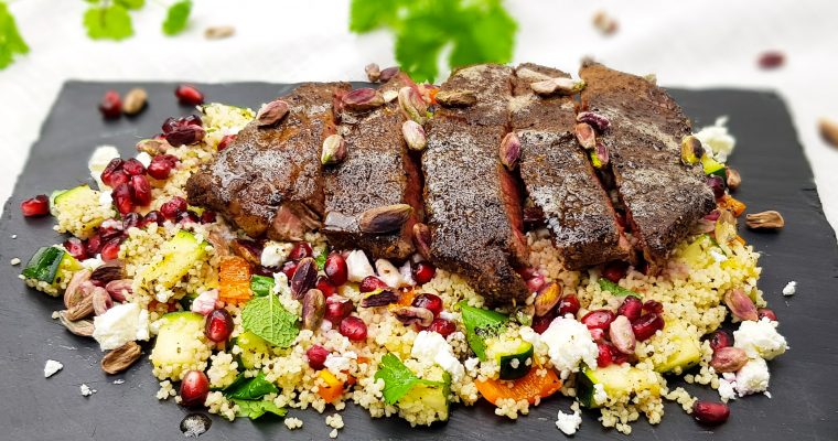 Ribeye steak met couscous salade