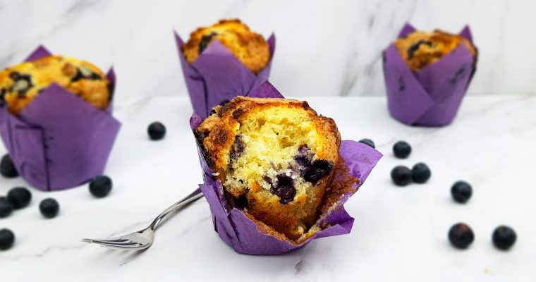 Blueberry muffins met witte chocolade