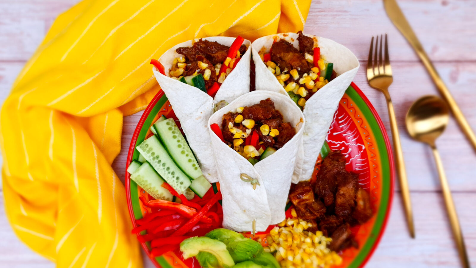 Sparerib fajita's met verse groenten