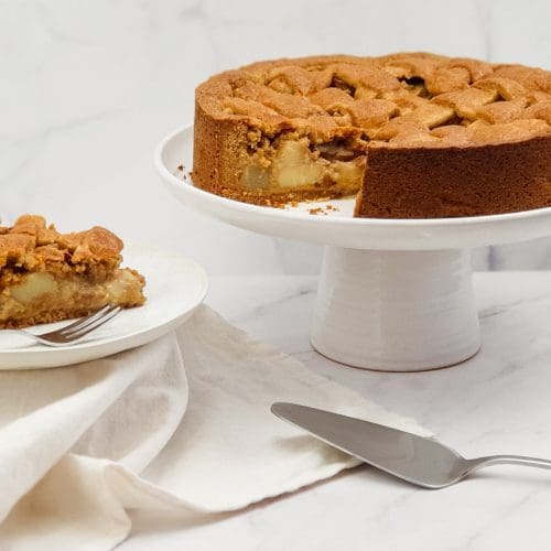 Perentaart met dulche de leche en pecannoten