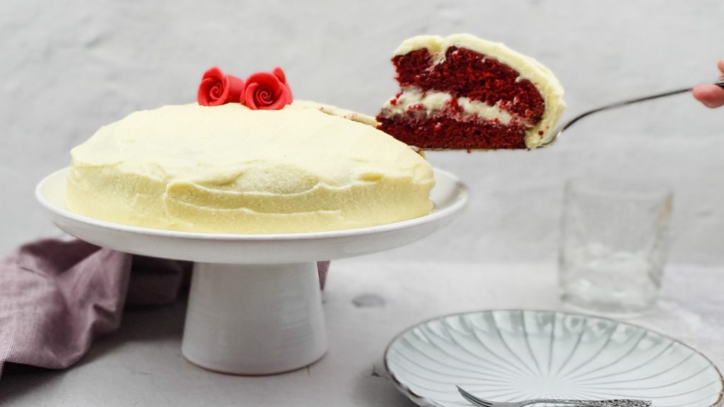 Red velvet taart met monchou frosting