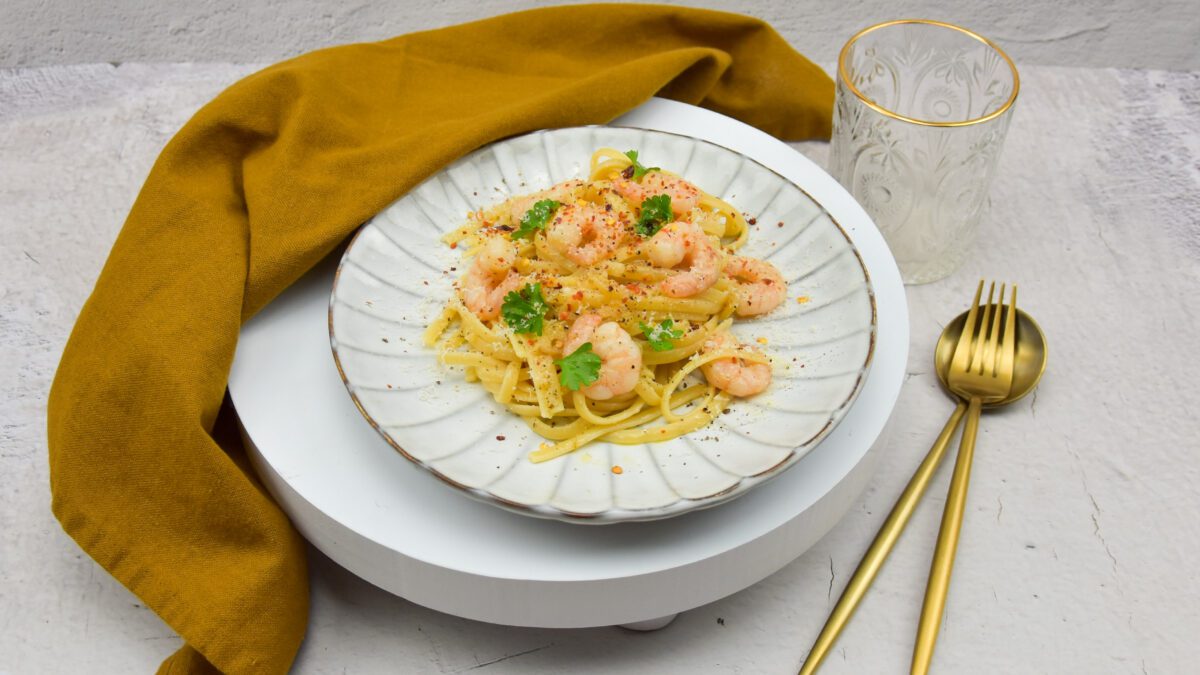 Pasta met garnalen en knoflook (spaghetti agli olio con gamberi)