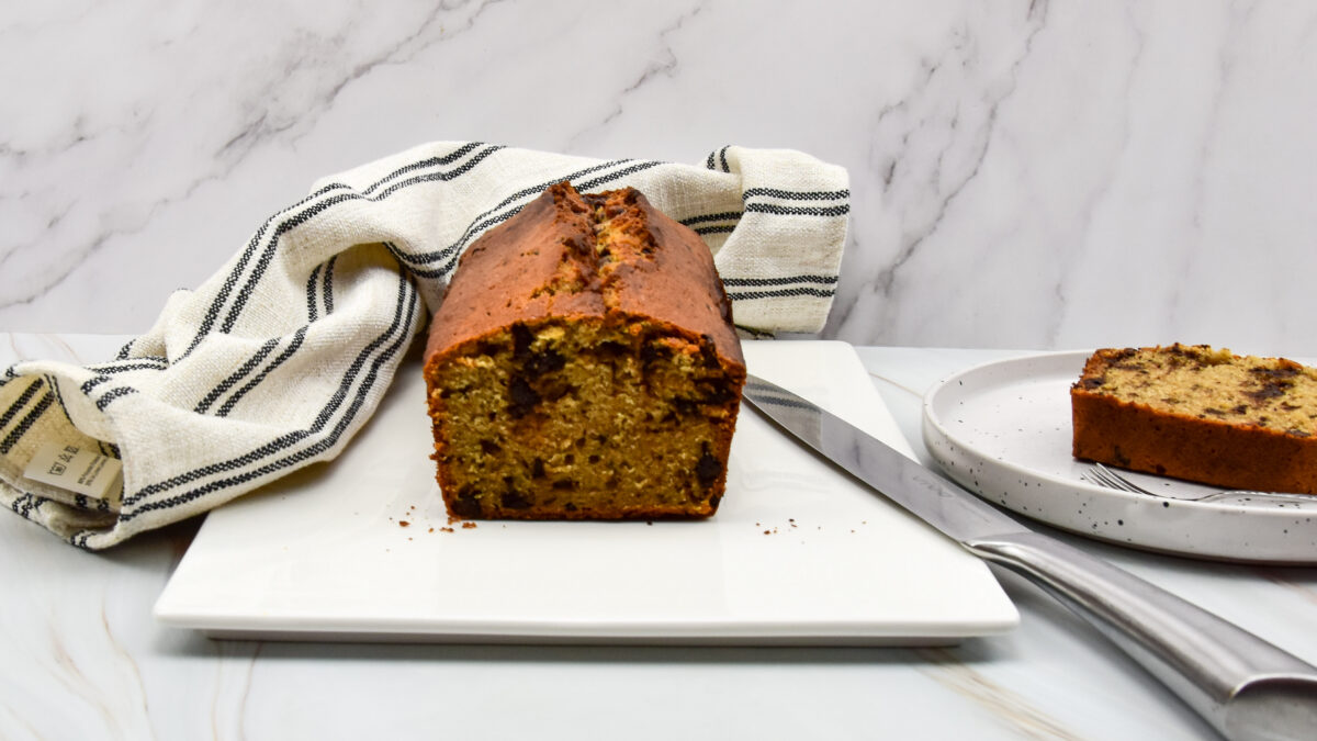 Bananenbrood met pure chocolade en vanille