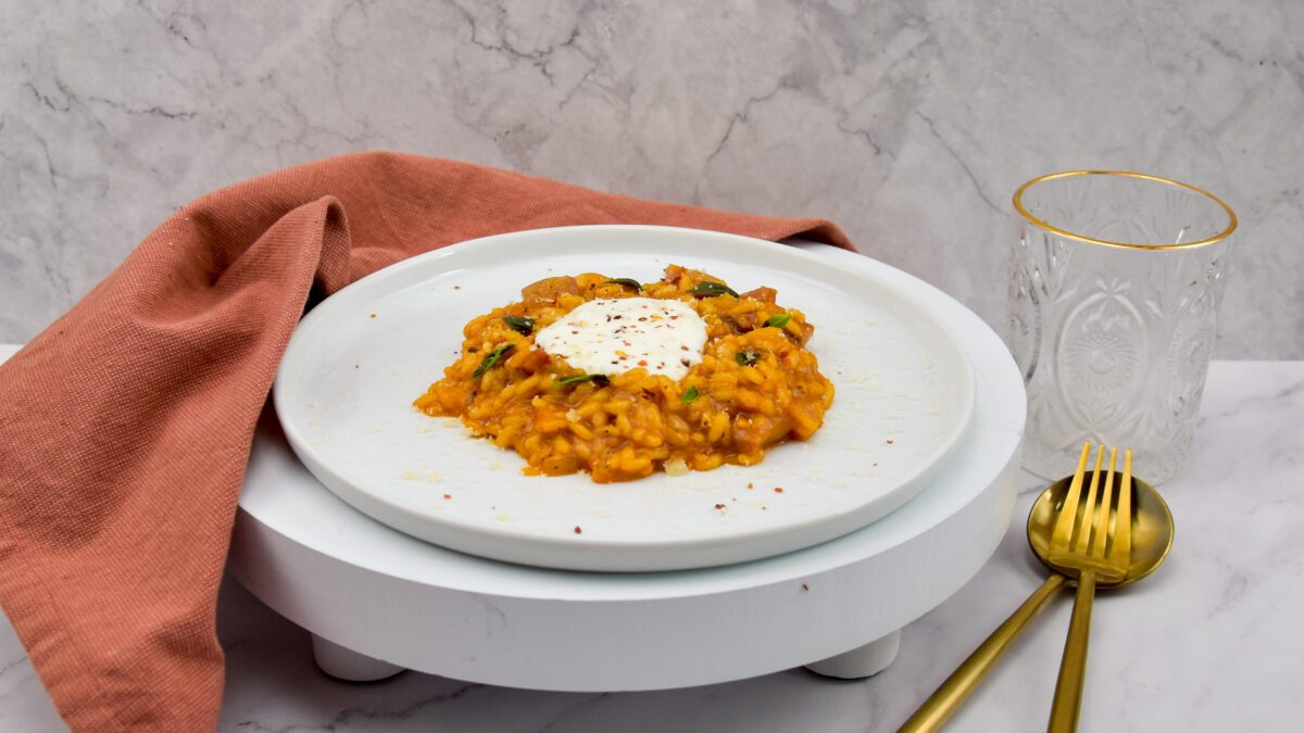 Risotto met 'nduja en guanciale
