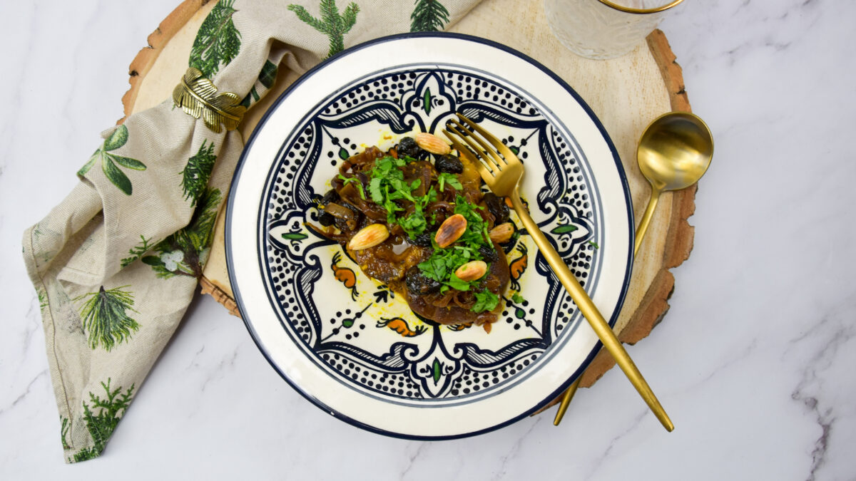 Marokkaanse kalfsschenkels met rozijnen en amandelen