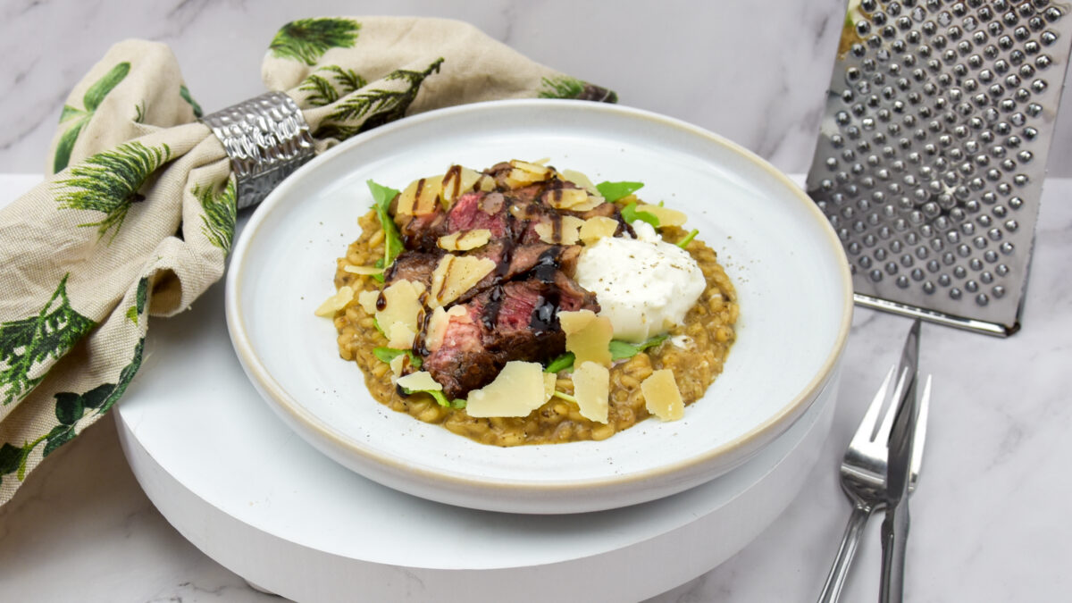 Tagliata di manzo risotto