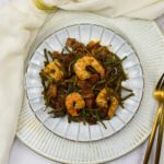 Zoutvlees met gamba's en kouseband