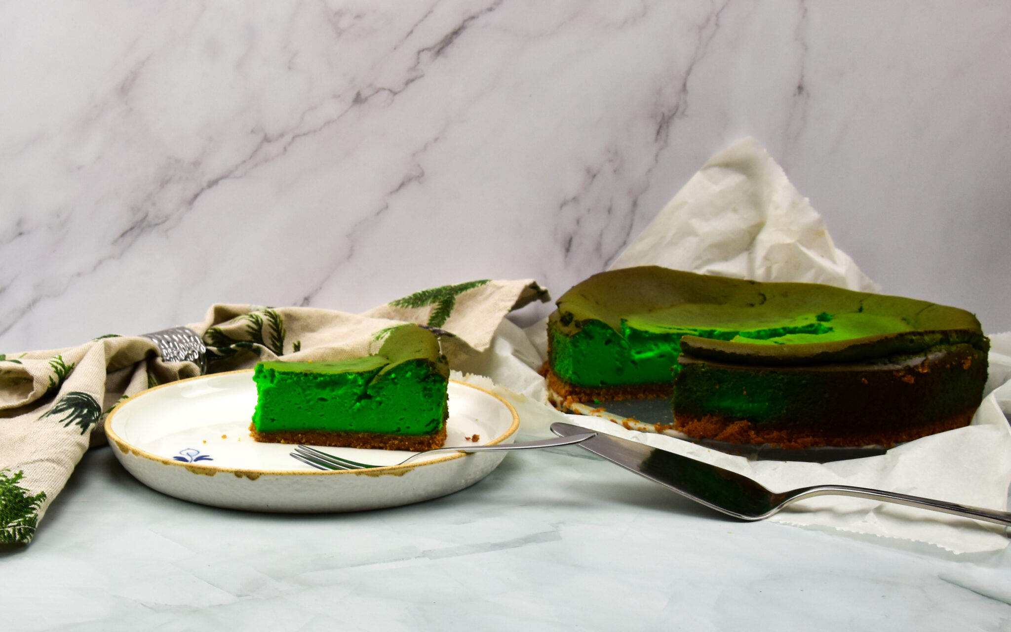 New York stijl Gebakken Pandan Cheesecake