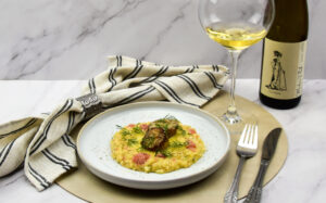 Citrus risotto met coquilles en beurre blanc