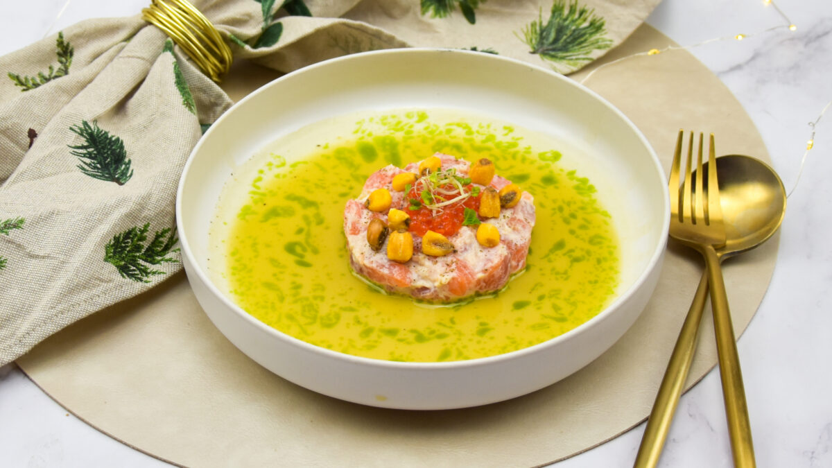 Zalm-krab tartaar met citrusdressing