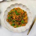 Portugese rijst met kip en Portugees spek