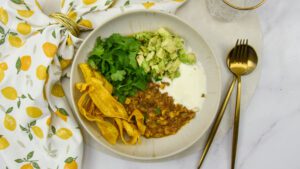 Chili verde met linzen en varkensgehakt