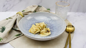 Ravioli met gamba's en varkensgehakt