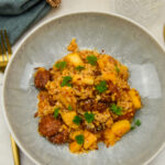 Risotto met chorizo en gebakken appel