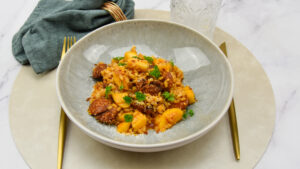 Risotto met chorizo en gebakken appel
